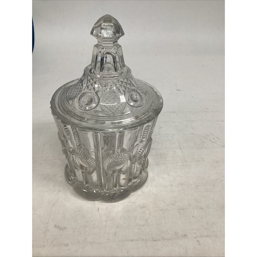 Vintage EAPG Pressed Glass Sugar Bowl With Lid Or Lidded Candy Dish